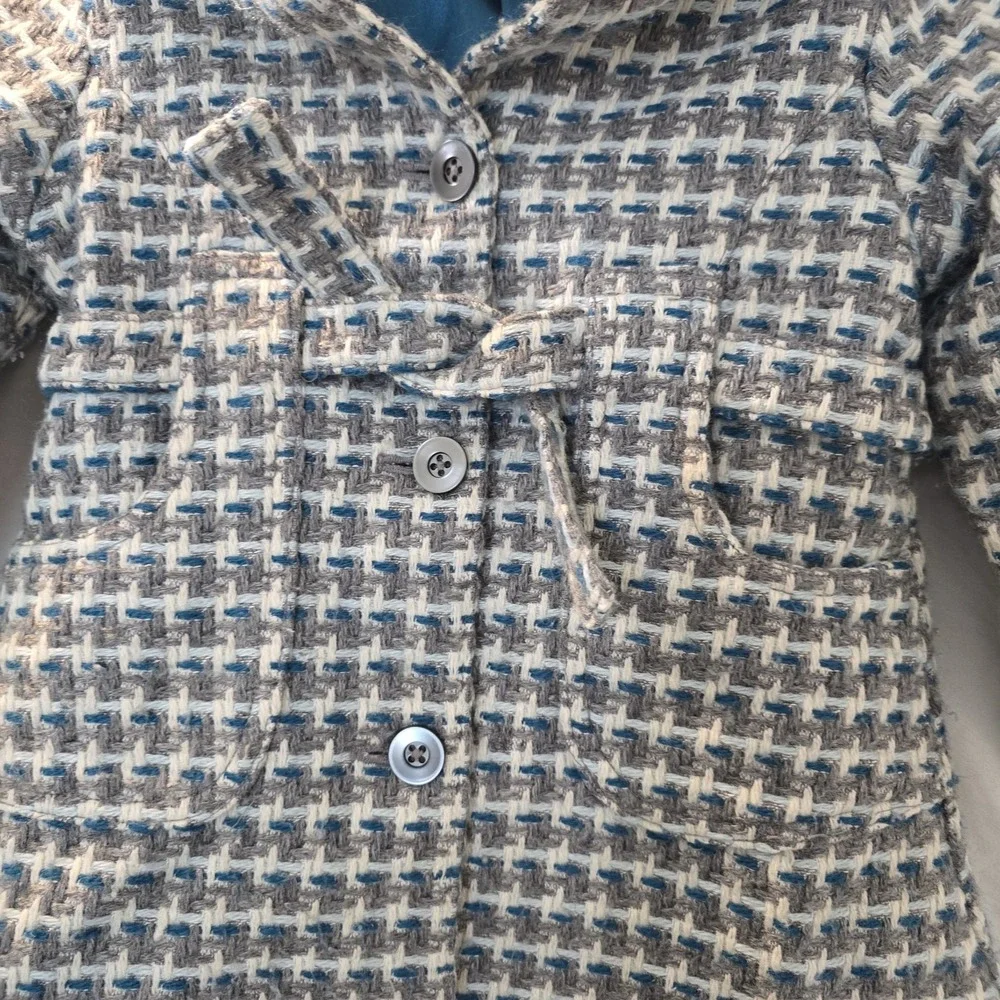 Vintage Gymboree MY BEST FRIEND Coat Houndstooth Satin Lined Button & Tie Sz 4